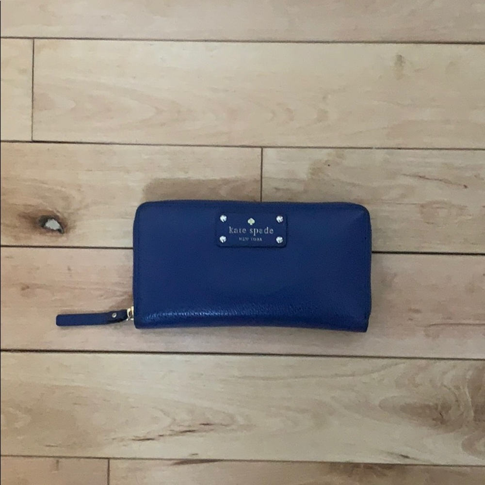 Blue Kate Spade Zip Around Wallet